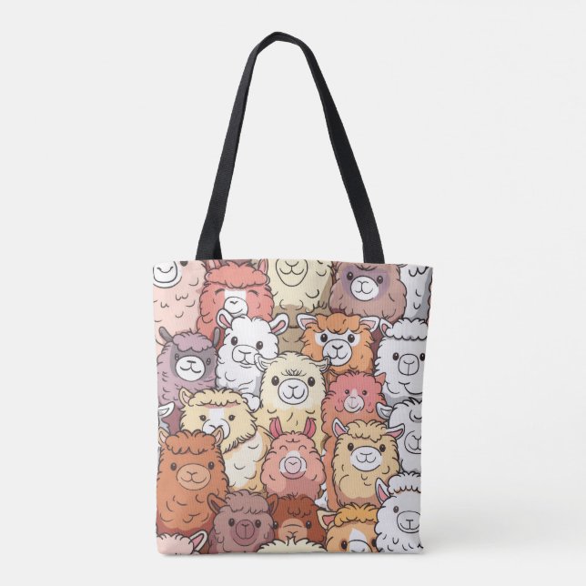 Cute Alpaca & Llama Tote Bag - Adorável Kawaii (Verso)