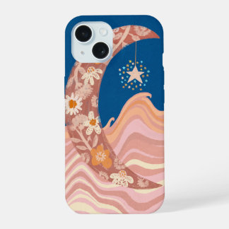 Cute and funky moon, stars and waves phone case.