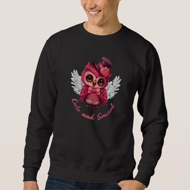 Cute and Smart Pink Owl Angel in a Top Hat and Bow (Frente)