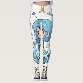 Cute Anime Leggings com Signo de Água