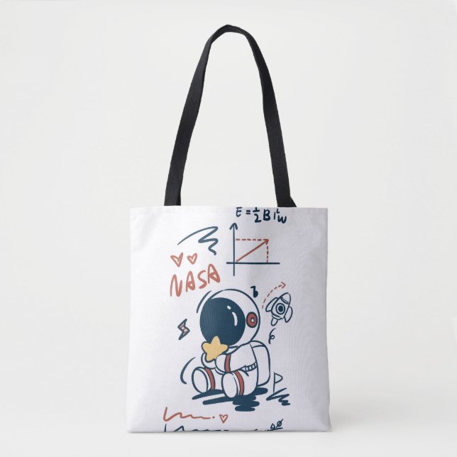 Cute Astronaut Space Cartoon Tote Bag (Frente)