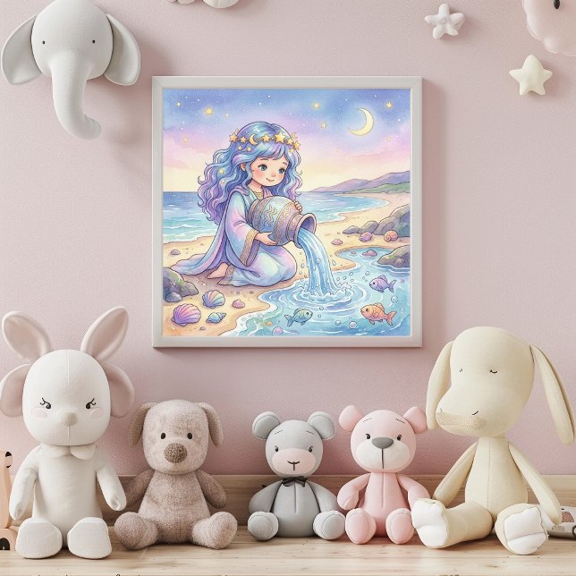 Cute Baby Aquarius Zodiac Wall Art Poster (Criador carregado)
