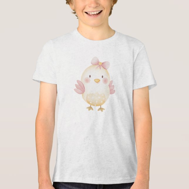 Cute Baby Chick with Pink Bow Illustration (Frente)