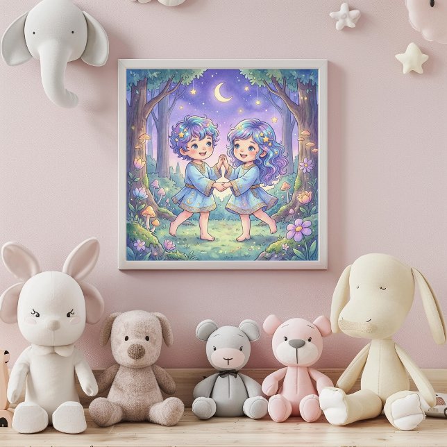 Cute Baby Gemini Zodiac Wall Art Poster (Criador carregado)