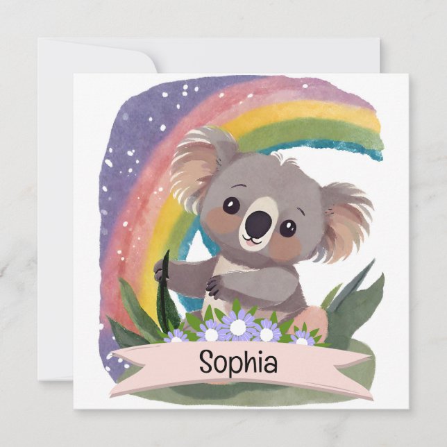 Cute Baby Koala Rainbow Nome Personalizado (Frente)