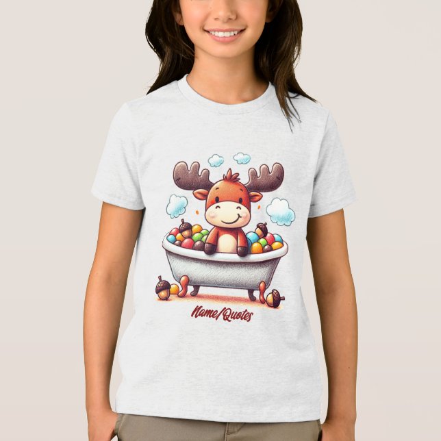 Cute Baby Moose Bath Time Cartoon Illustration (Frente)