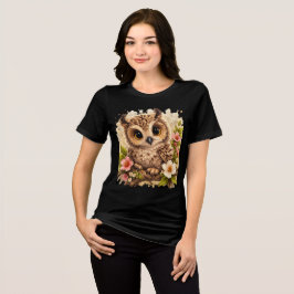 Cute Baby Owl Big Eyes Floral Animal T-Shir