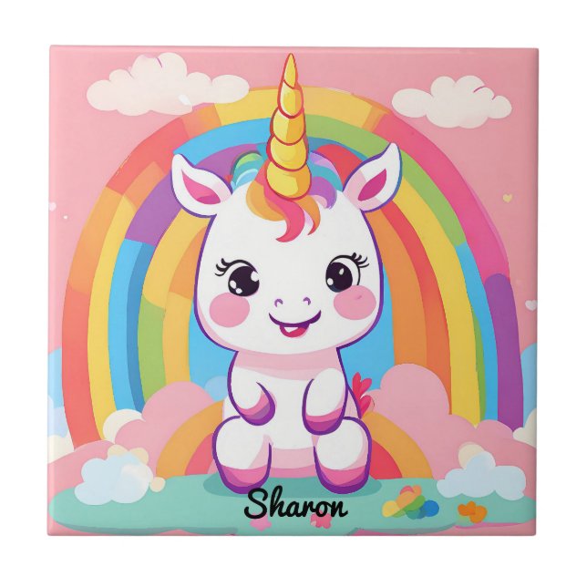 Cute Baby Unicorn Rainbow (Frente)