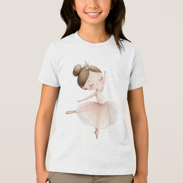 Cute Ballerina Pink Gold Stars Watercolor Girl (Frente)