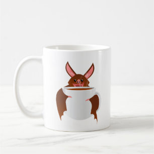 Cute Bat abraçando uma caneca de café