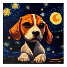 Cute Beagle Puppy No Estilo Vincent Van Gogh