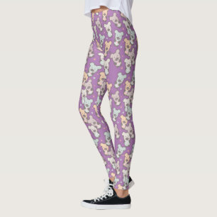 Cute Bears Treats Padrão Legging Violeta