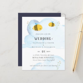 Cute Bees World Watercolor WEDDING Convite