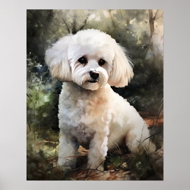 Cute Bichon Frise Dog Art Impressão (Frente)