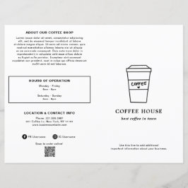 Cute Black and White Coffee Cup Coffee Shop Menu