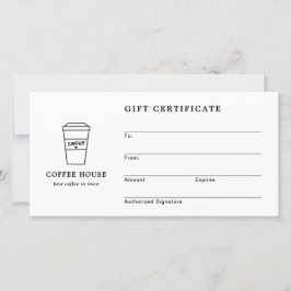 Cute Black and White Coffee Shop Gift Certificate