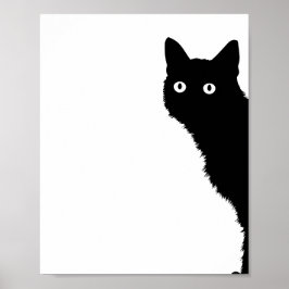 Cute Black Cat Side Look Poster for Cat Lovers
