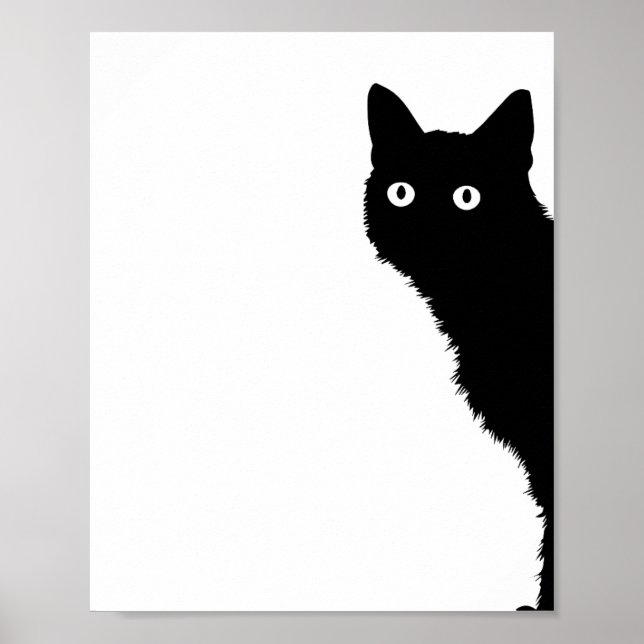 Cute Black Cat Side Look Poster for Cat Lovers (Frente)