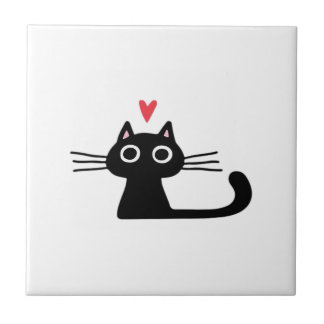 Cute Black Cat with Heart  Kitten Valentine Classi