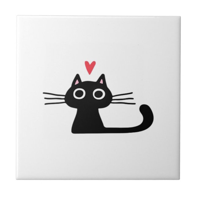 Cute Black Cat with Heart  Kitten Valentine Classi (Frente)