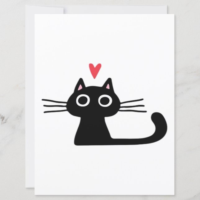Cute Black Cat with Heart  Kitten Valentine Classi (Frente)