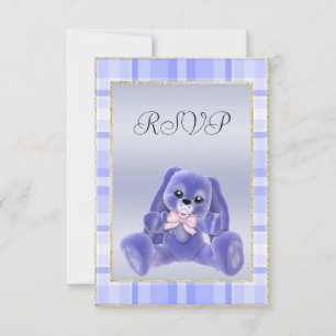 Cute Blue Bunny Chamada de RSVP para Baby Shower
