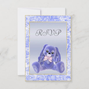 Cute Blue Bunny Chamada de RSVP para Baby Shower