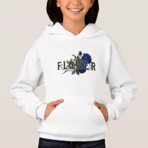 Cute Blue Floral "FLOWER" Moletom para Meninas, Ae
