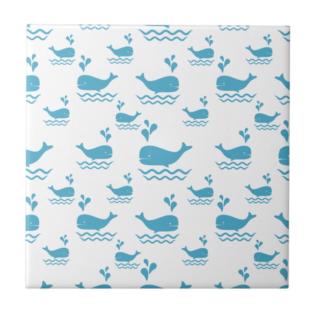 Cute Blue Whale Seamless Ocean Pattern (1) (Frente)