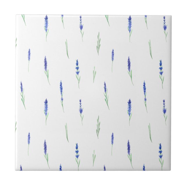Cute Botanical Elegant Lavender Ceramic Tile (Frente)