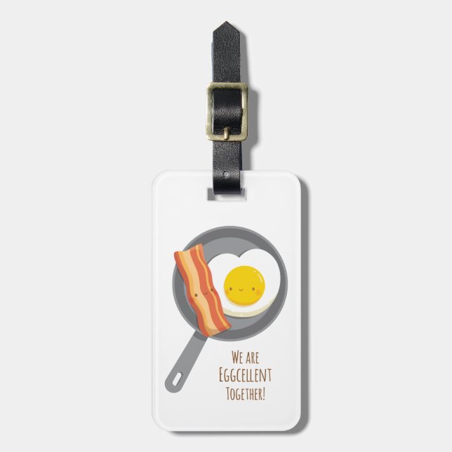 Cute Breakfast Bacon e Etiqueta de Bagagem de Ovo (Frente Vertical)