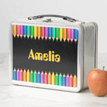 Cute Bright Rainbow Colour Pencils Kids Name