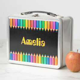 Cute Bright Rainbow Colour Pencils Kids Name
