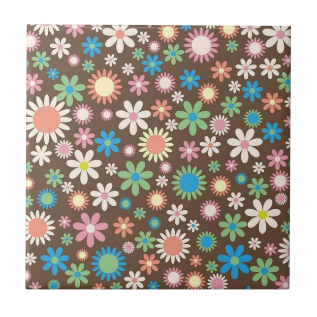 Cute Brown Flower Power Pattern (Frente)