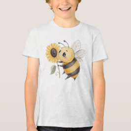 Cute Bumblebee with Sunflower Illustration
