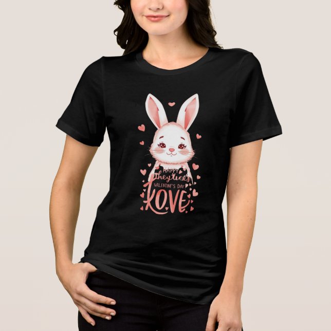Cute Bunny Happy Valentine’s Day Gift for Her (Frente)