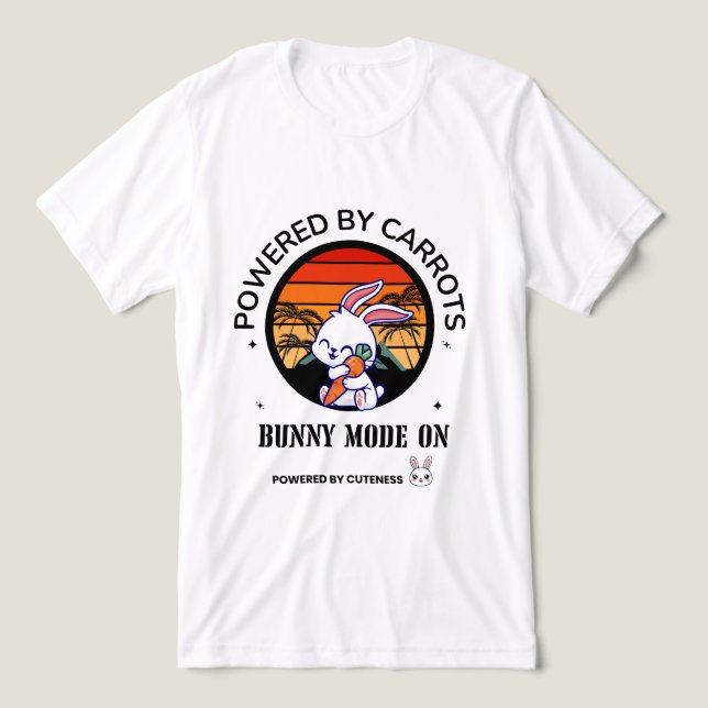 Cute Bunny Hugging Carrot Retro Sunset T-Shirt  (Design frontal)