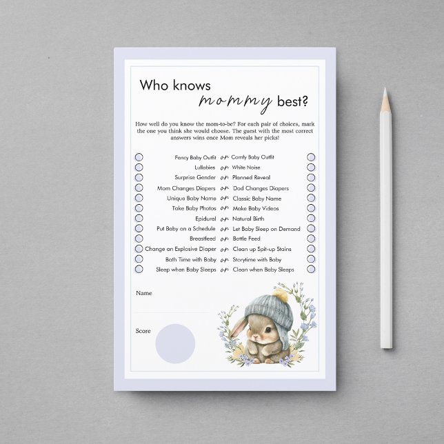 Cute Bunny Wildflowers Baby Shower Party Games (Cute Bunny Wildflowers Baby Shower Party Games)