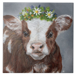 Cute Calf with Floral Crown