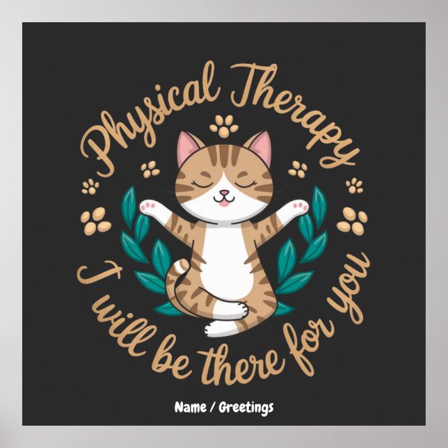 Cute Calming Physical Therapy Cat Poster Wellness (Frente)