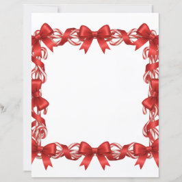 Cute Candy Cane and Red Ribbon Stationary