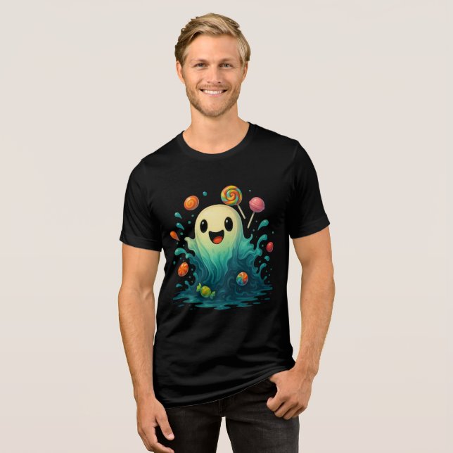 Cute Candy Ghost Halloween Illustration (Frente Completa)
