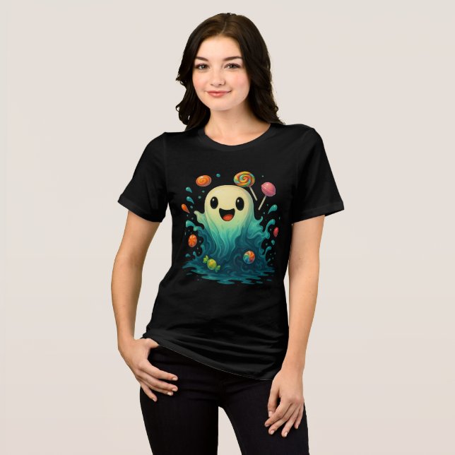 Cute Candy Ghost Halloween Illustration (Frente Completa)