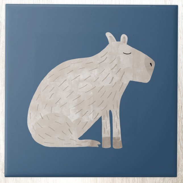 Cute Capybara  (Fun capybara ceramic tile for animal lovers)