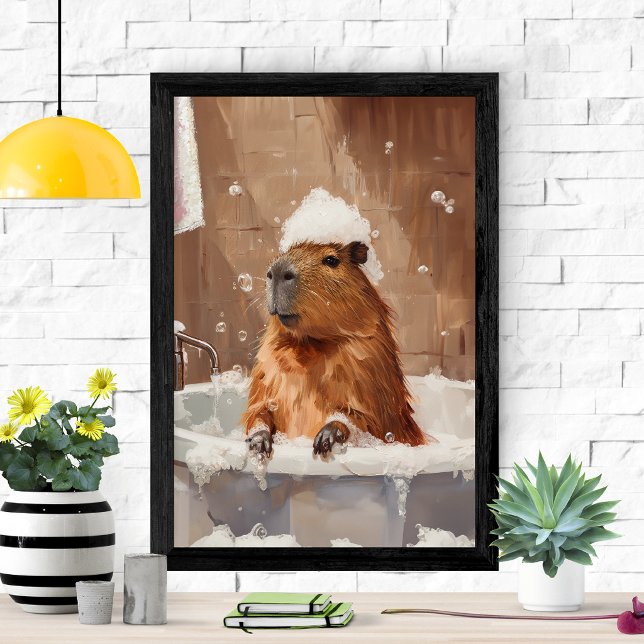 Cute Capybara in Bubble Bath Poster (Criador carregado)