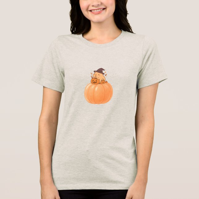 Cute Capybara Pumpkin Halloween T-Shirt (Frente)