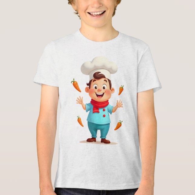 Cute Carrot Juggling Chef Kids T-Shirt (Frente)