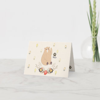 Cute Cartão de Nota Dobrado do Urso Olá Morango