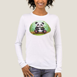 Cute Cartoon Panda on Bamboo Patch