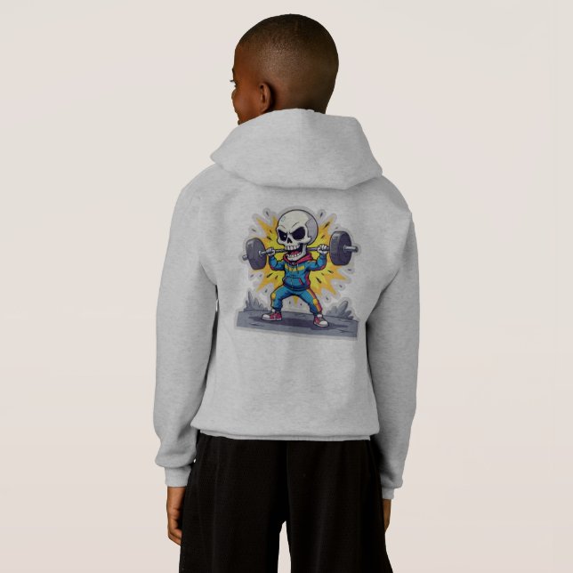 “Cute Cartoon Skeleton Weightlifter • Funny Gym Ba (Parte Traseira Completa)